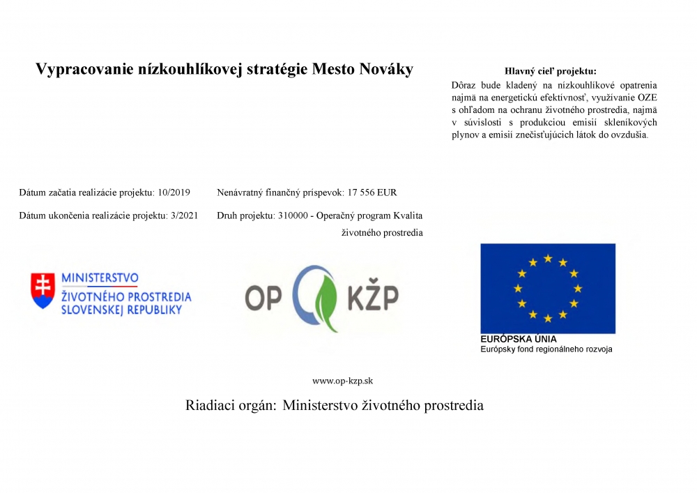 FOTO: Projekt Vypracovanie nízkouhlíkovej stratégie mesto Nováky